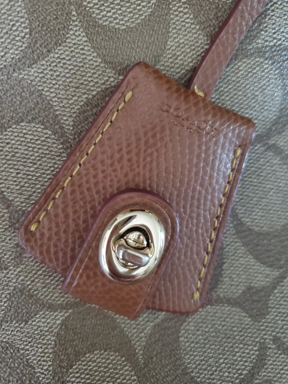 Coach Signature F34608 Margot Brown Canvas Tote Bag with Leather Trim - Picture 11 of 16